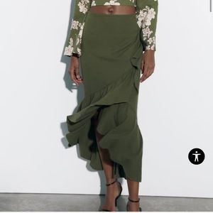 Zara Green Linen Skirt